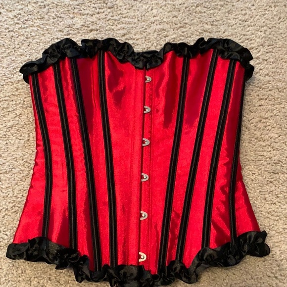 Red and Black boustier corset with lace up back and clasp. -NWOT - Picture 1 of 2